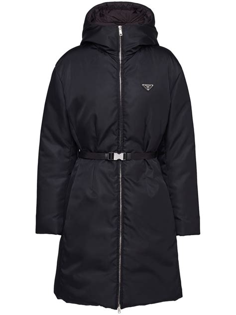 prada long black coat|prada re nylon down jacket.